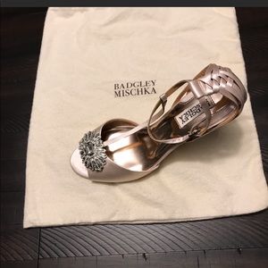 Badgley Mischka Blushed Jeweled Wedges